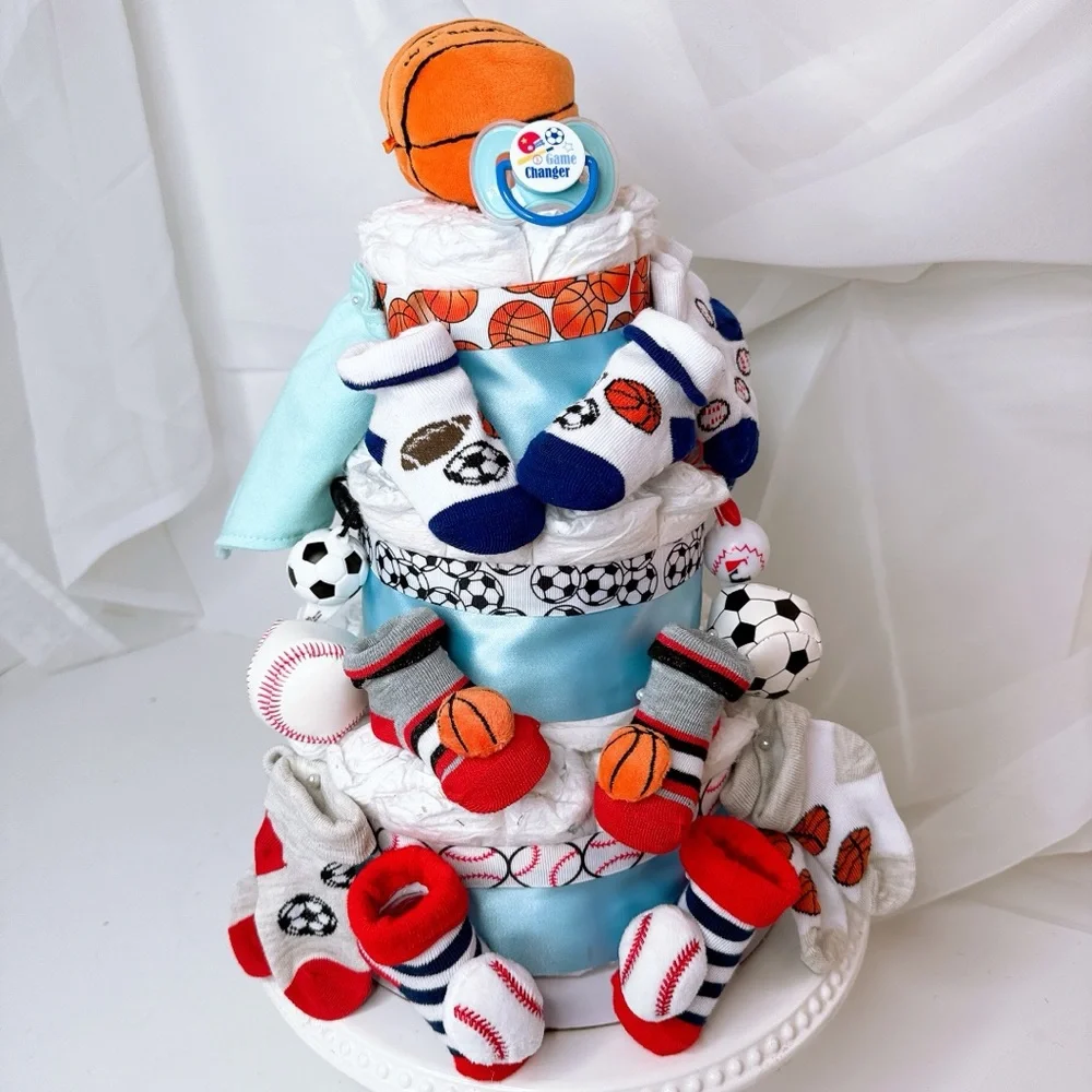 Sports Diapers Cake, Sports Baby Shower Gift
